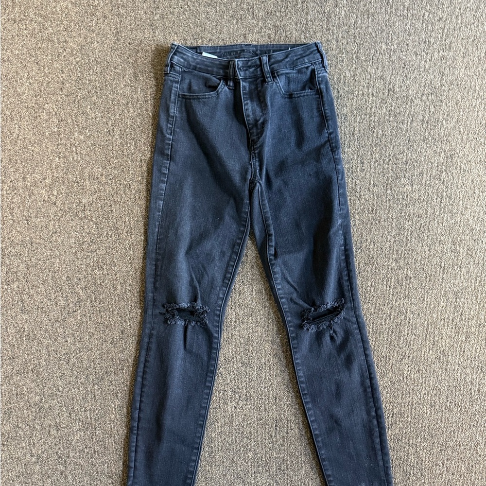 American Eagle Outfitters Black Distressed Skinny Jeans